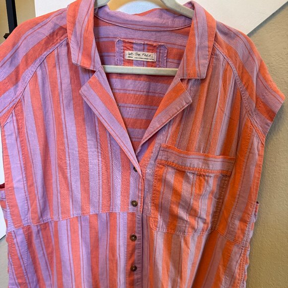 Free People, Striped, Short-sleeve, button down - Picture 3 of 3